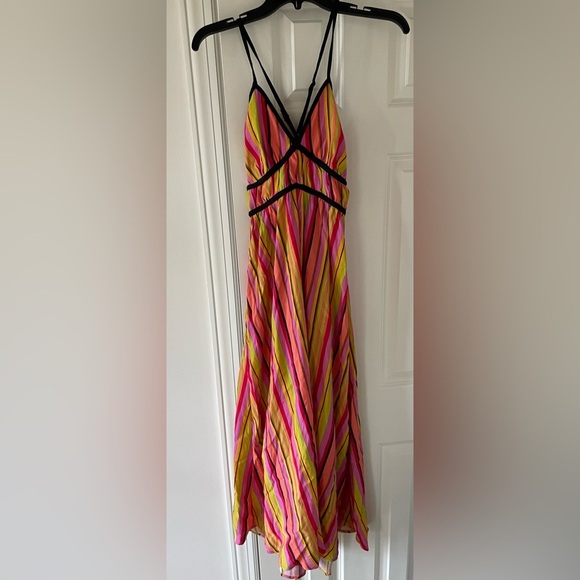 NWT FRYE Multi Stripe Combo Vibrant Crisscross Maxi Dress XS - Picture 5 of 8